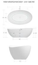 Load image into Gallery viewer, Lamu 63" Stone Resin Freestanding Bathtub Matte White Pop-up Drain