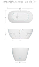 Load image into Gallery viewer, Fiji 59" Stone Resin Freestanding Bathtub Matte White Pop-up Drain