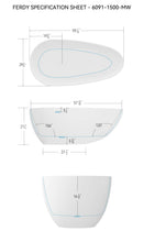 Load image into Gallery viewer, Havana 59" Resin Stone Freestanding Bathtub Matte White Pop-up Drain