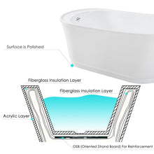 Load image into Gallery viewer, Langkawi 59" x 29" freestanding bath in slipper style, deck mounted faucet ready - FERDY BATH