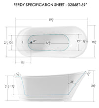 Load image into Gallery viewer, Langkawi 59" x 29" freestanding bath in slipper style, deck mounted faucet ready - FERDY BATH
