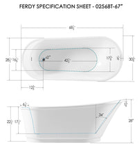 Load image into Gallery viewer, Langkawi 69" x 30" freestanding bath in slipper style, deck mounted faucet ready - FERDY BATH