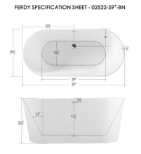 Load image into Gallery viewer, Shangri-La 59" x 30" Freestanding Bathtub Soaking Tub - brushed nickel drain