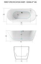 Load image into Gallery viewer, Bali 47" x 26" freestanding oval bathtub - brushed nickel drain
