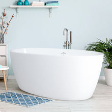 Load image into Gallery viewer, Tahiti 59" x 31" freestanding oval bathtub with brushed nickel drain