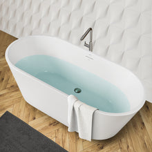 Load image into Gallery viewer, Shangri-La 59" x 30" Freestanding Bathtub Soaking Tub - brushed nickel drain