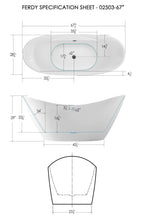 Load image into Gallery viewer, Boracay 68" x 29" freestanding bath with center toe-tap drain - FERDY BATH