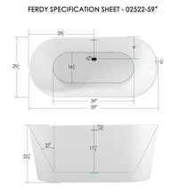 Load image into Gallery viewer, Shangri-La 59" x 30" freestanding oval bath - FERDY BATH
