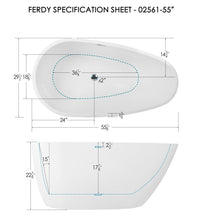 Load image into Gallery viewer, Tamago 55" x 30" freestanding bath with center toe-tap drain - FERDY BATH