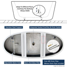 Load image into Gallery viewer, Tahiti 59" x 31" freestanding oval bathtub with brushed nickel drain