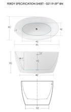 Load image into Gallery viewer, Tahiti 59" x 31" freestanding oval bathtub with brushed nickel drain
