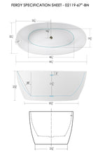 Load image into Gallery viewer, Tahiti 67" x 31" freestanding oval bathtub with brushed nickel drain