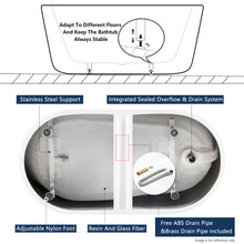 Load image into Gallery viewer, Lana'i 60" x 32" freestanding oval bathtub with brushed nickel drain