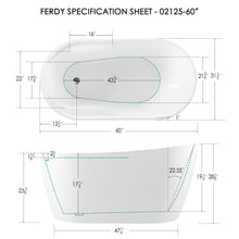 Load image into Gallery viewer, Lana'i 60" x 32" freestanding oval bathtub with brushed nickel drain