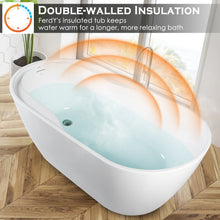 Load image into Gallery viewer, Lana'i 60" x 32" freestanding oval bathtub with brushed nickel drain