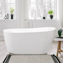 Load image into Gallery viewer, Lana'i 60" x 32" freestanding oval bathtub with brushed nickel drain