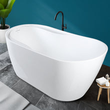 Load image into Gallery viewer, Lana'i 60" x 32" freestanding oval bathtub with brushed nickel drain