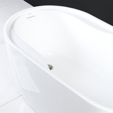 Load image into Gallery viewer, Lana'i 60" x 32" freestanding oval bathtub with brushed nickel drain