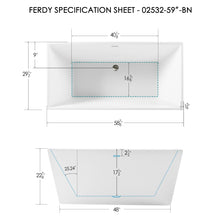 Load image into Gallery viewer, Palawan 59" x 30" freestanding bathtub rectangle contemporary tub - brushed nickel drain