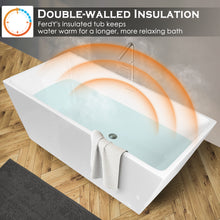 Load image into Gallery viewer, Palawan 59" x 30" freestanding bathtub rectangle contemporary tub - brushed nickel drain