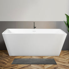 Load image into Gallery viewer, Palawan 59" x 30" freestanding bathtub rectangle contemporary tub - brushed nickel drain
