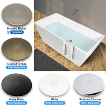 Load image into Gallery viewer, Palawan 59" x 30" freestanding bathtub rectangle contemporary tub - brushed nickel drain