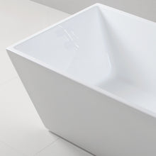 Load image into Gallery viewer, Palawan 59" x 30" freestanding bathtub rectangle contemporary tub - brushed nickel drain