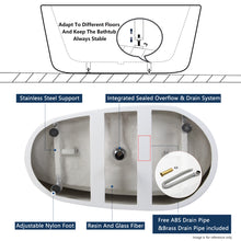 Load image into Gallery viewer, Tamago 55" x 30" freestanding bath with brushed nickel drain
