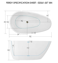 Load image into Gallery viewer, Tamago 55" x 30" freestanding bath with brushed nickel drain