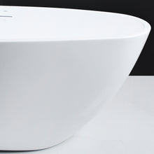 Load image into Gallery viewer, Tamago 55" x 30" freestanding bath with brushed nickel drain