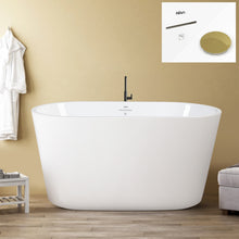 Load image into Gallery viewer, Shangri-La 47&quot; x 26&quot; freestanding oval bath - polished gold drain
