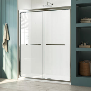 56"-60" x 75" Semi-Frameless Shower Door, Double Sliding Shower Door