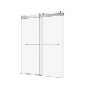 72" x 76" Double Sliding Frameless Soft-Close Shower Door Tampered Glass in Brushed Nickel