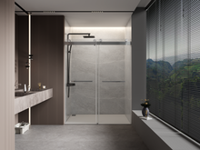 Load image into Gallery viewer, 72&quot; x 76&quot; Double Sliding Frameless Soft-Close Shower Door Tampered Glass in Brushed Nickel
