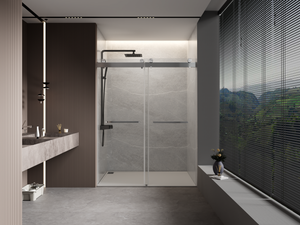 72" x 76" Double Sliding Frameless Soft-Close Shower Door Tampered Glass in Brushed Nickel