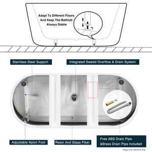 Shangri la 59" Acrylic Freestanding Bathtub with Toe-tap Drain in Chrome and Classic Slotted Overflow