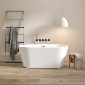 Shangri la 59" Acrylic Freestanding Bathtub with Toe-tap Drain in Chrome and Classic Slotted Overflow