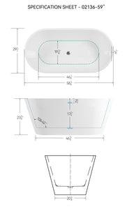 Shangri la 59" Acrylic Freestanding Bathtub with Toe-tap Drain in Chrome and Classic Slotted Overflow