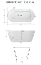 Load image into Gallery viewer, Bali 59&#39;&#39; Glossy Acrylic Freestanding Soaking Bathtub with Brushed Nickel Toe-tap Drain

