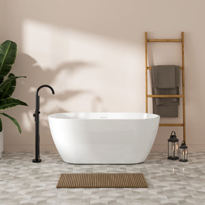 Bali 59'' Glossy Acrylic Freestanding Soaking Bathtub with Brushed Nickel Toe-tap Drain