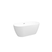 Load image into Gallery viewer, 59&#39;&#39; Glossy Acrylic Freestanding Soaking Bathtub with Classic Slotted Overflow and Toe-tap Drain in Chrome
