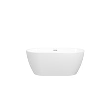 Load image into Gallery viewer, 59&#39;&#39; Glossy Acrylic Freestanding Soaking Bathtub with Classic Slotted Overflow and Toe-tap Drain in Chrome
