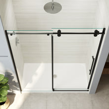 Load image into Gallery viewer, FerdY 56&quot;-60&quot; W x 75&quot; H Frameless Single Sliding Shower Door Matte Black Finish
