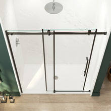 Load image into Gallery viewer, FerdY 56&quot;-60&quot; W x 75&quot; H Frameless Single Shower Door Matte Black Finish
