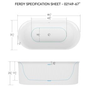 Nami 67" Acrylic Freestanding Bathtub Classic Slotted Overflow