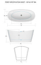 Load image into Gallery viewer, FerdY Naha Elite 59" Acrylic Freestanding Bathtub, Curve Edge Soaking Tub, Glossy White, cUPC Certified, Chrome Drain &amp; Minimalist Linear Design Overflow
