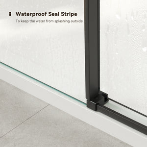 FerdY 56"-60" W x 75" H Frameless Single Sliding Shower Door Matte Black Finish