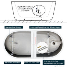 Load image into Gallery viewer, Lana'i 67" freestanding oval bathtub with brushed nickel drain
