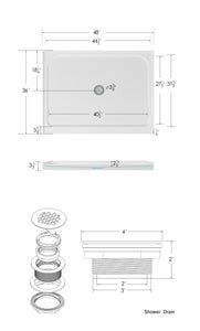 FerdY 48" x 36" Acrylic Single Threshold Shower Base