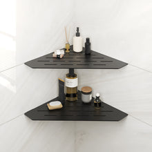 Load image into Gallery viewer, FerdY 2-Pack 10" Matte Black Recessed Corner Shower Shelf, for Tiled Bathroom Walls, 304 Stainless Steel Floating Shelf, Shower Caddy Storage Shelves, No Drilling Required, Striped Diamond
